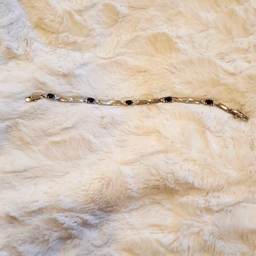 Silver Sapphire and Diamond Bracelet